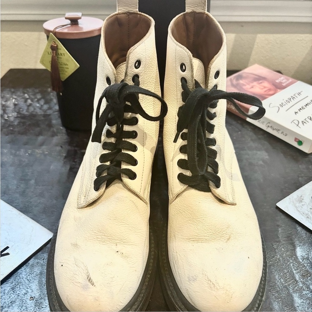 Women’s Frye Alice White Leather Combat Boots - Picture 12 of 16